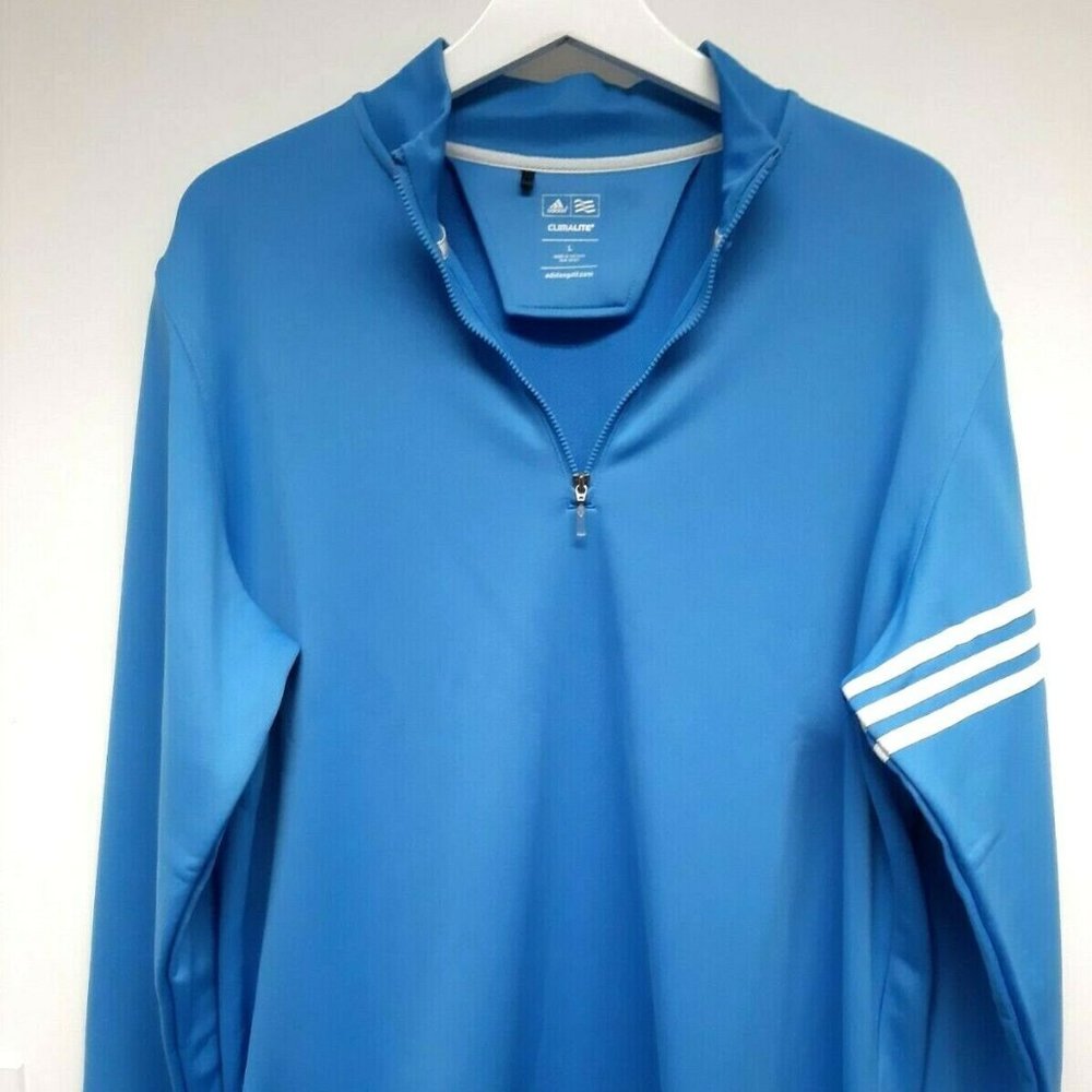 adidas ClimaLite LS Golf 1/4 Zip Pullover Jacket, Men's size Large, Light Blue
